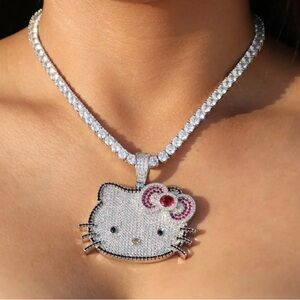 Hello kitty silver tennis chain 16inch necklace